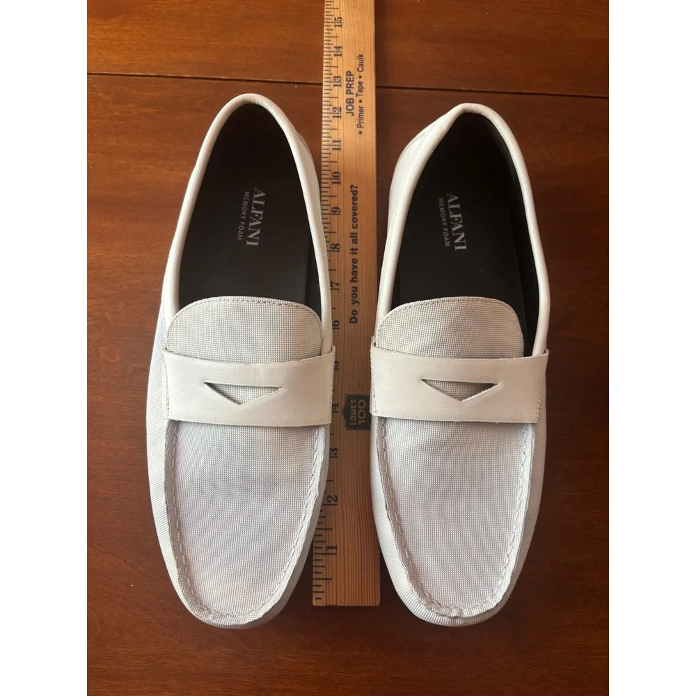 Alfani Iker Penny Loafer Driver Mens 8M White Memory Foam Slip On Good